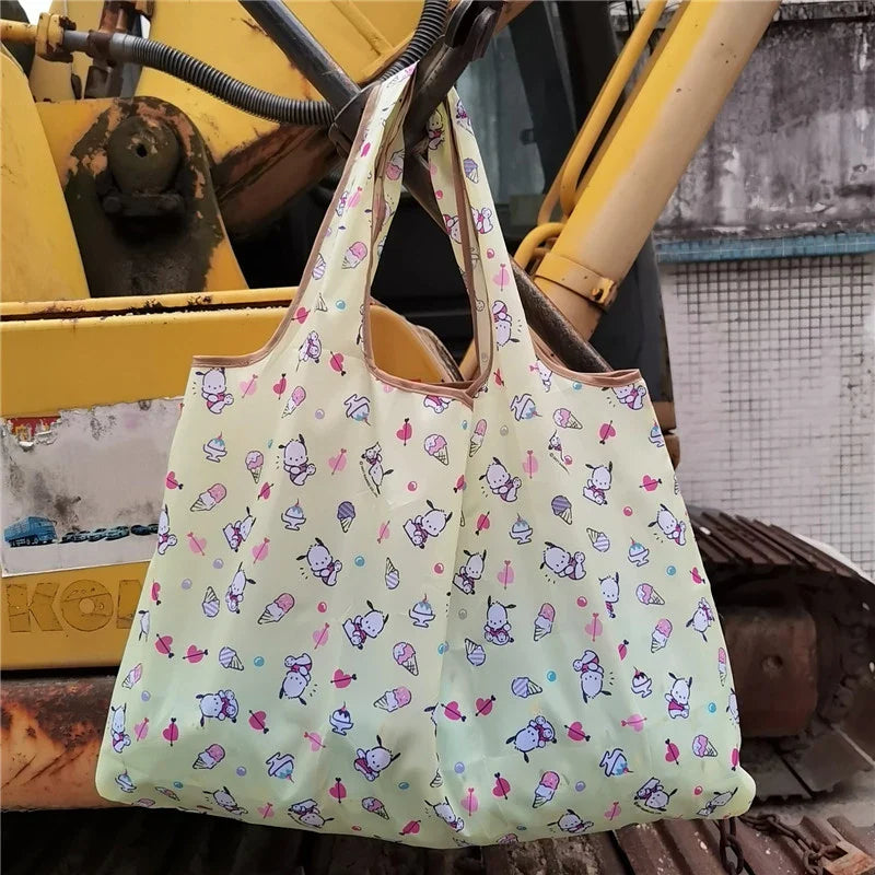 Hello Kitty Portable Foldable Tote Bag - Waterproof Large Shopping Bag - Reusable & Environmentally Friendly - 06 - All