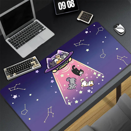 Kawaii Office Desk Mat - Adorned with Cute Cat Designs - Space Cat / 600x300x3mm - All Products - Mouse Pads - 1 - 2024