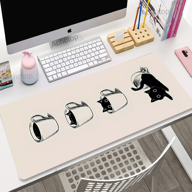 Kawaii Office Desk Mat - Adorned with Cute Cat Designs - Cat Coffee / 600x300x3mm - All Products - Mouse Pads - 7 - 2024