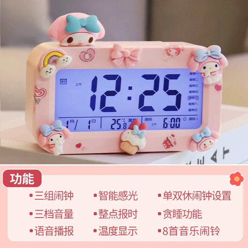 Kawaii Sanrio Alarm Clock - Kuromi Cinnamoroll & My Melody - B Melody - All Products - Alarm Clocks - 8 - 2024