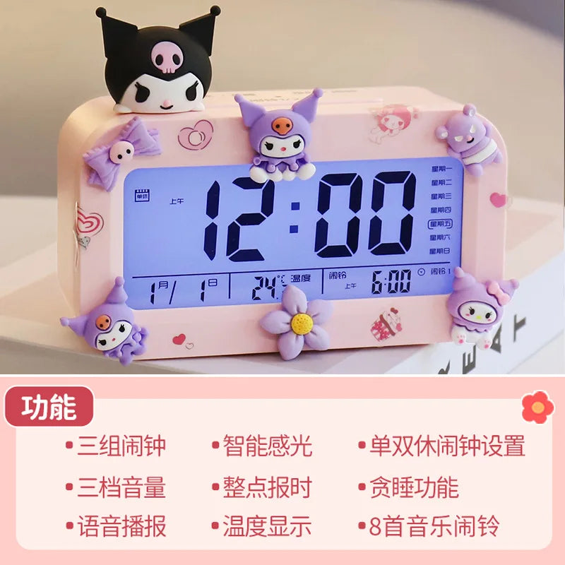 Kawaii Sanrio Alarm Clock - Kuromi Cinnamoroll & My Melody - D Kuromi - All Products - Alarm Clocks - 11 - 2024