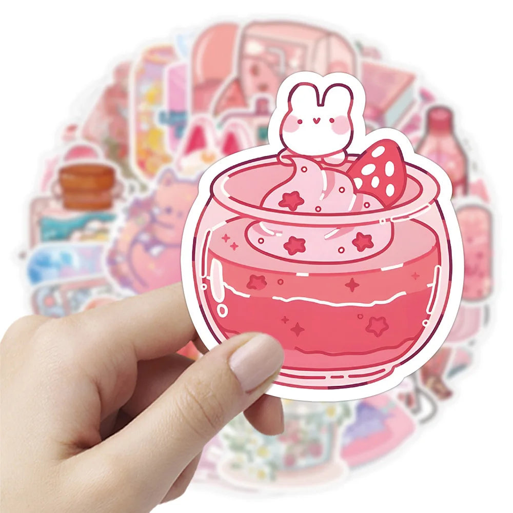 Korean INS Style Pink Cartoon Stickers - Cute DIY Graffiti Decals - All Products - Decorative Stickers - 3 - 2024