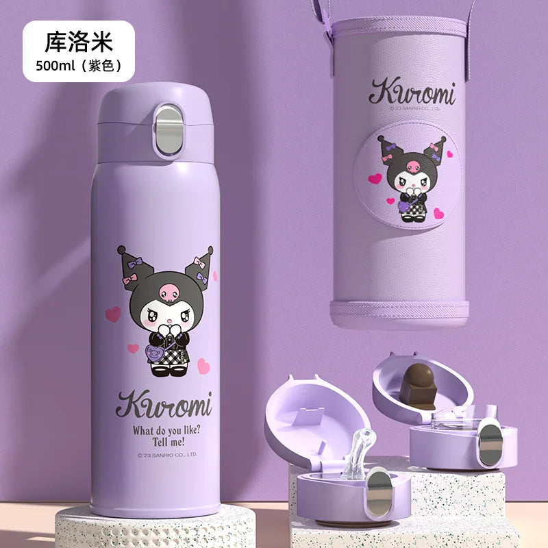 Kuromi Large Capacity Thermos Cup - N-500ml / With decoration - All Products - Thermoses - 19 - 2024