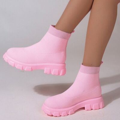 Mesh Round Toe Platform Boots - Carnation Pink / 4 - All Products - Shoes - 6 - 2024