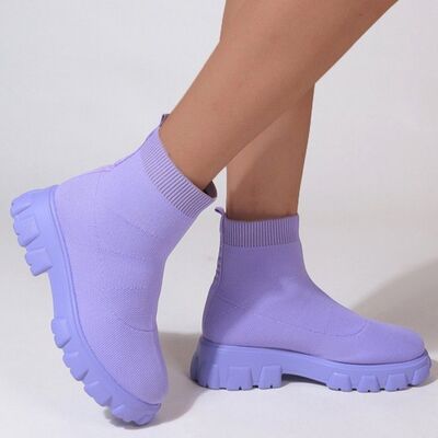 Mesh Round Toe Platform Boots - Periwinkle / 4 - All Products - Shoes - 9 - 2024