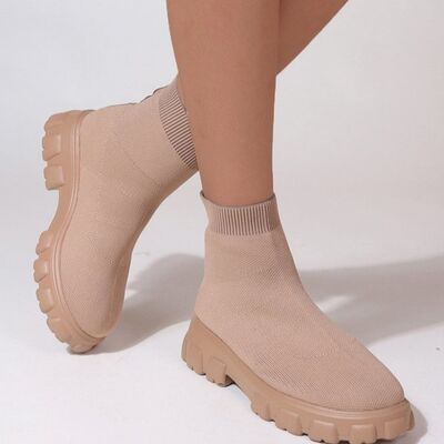 Mesh Round Toe Platform Boots - Sand / 4 - All Products - Shoes - 1 - 2024