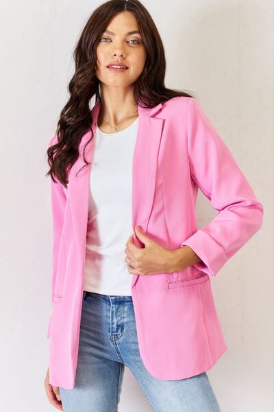 Open Front Long Sleeve Blazer - Pink / S - All Products - Coats & Jackets - 1 - 2024