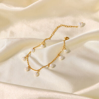 Pearl 18K Gold-Plated Charm Anklet - Gold / One Size - All Products - Anklets - 6 - 2024