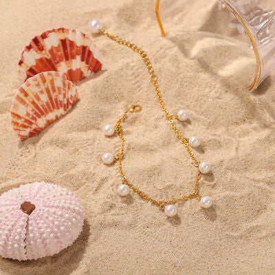 Pearl 18K Gold-Plated Charm Anklet - Gold / One Size - All Products - Anklets - 4 - 2024