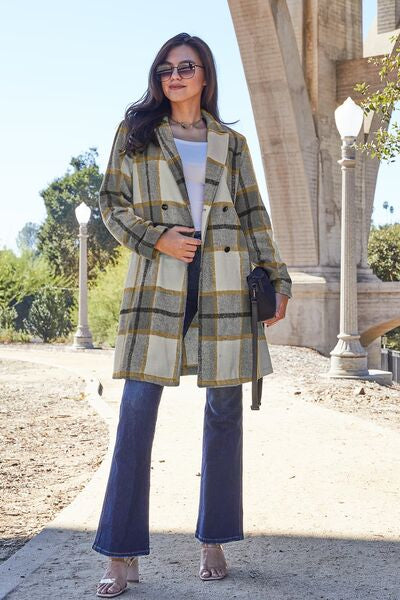 Plaid Button Up Lapel Collar Coat - Yellow / S - All Products - Shirts & Tops - 26 - 2024