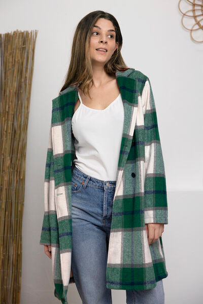 Plaid Button Up Lapel Collar Coat - Green / S - All Products - Shirts & Tops - 12 - 2024