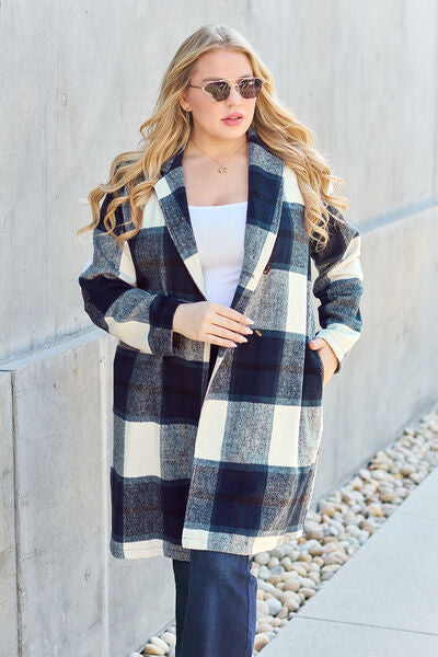 Plaid Button Up Lapel Collar Coat - All Products - Shirts & Tops - 19 - 2024