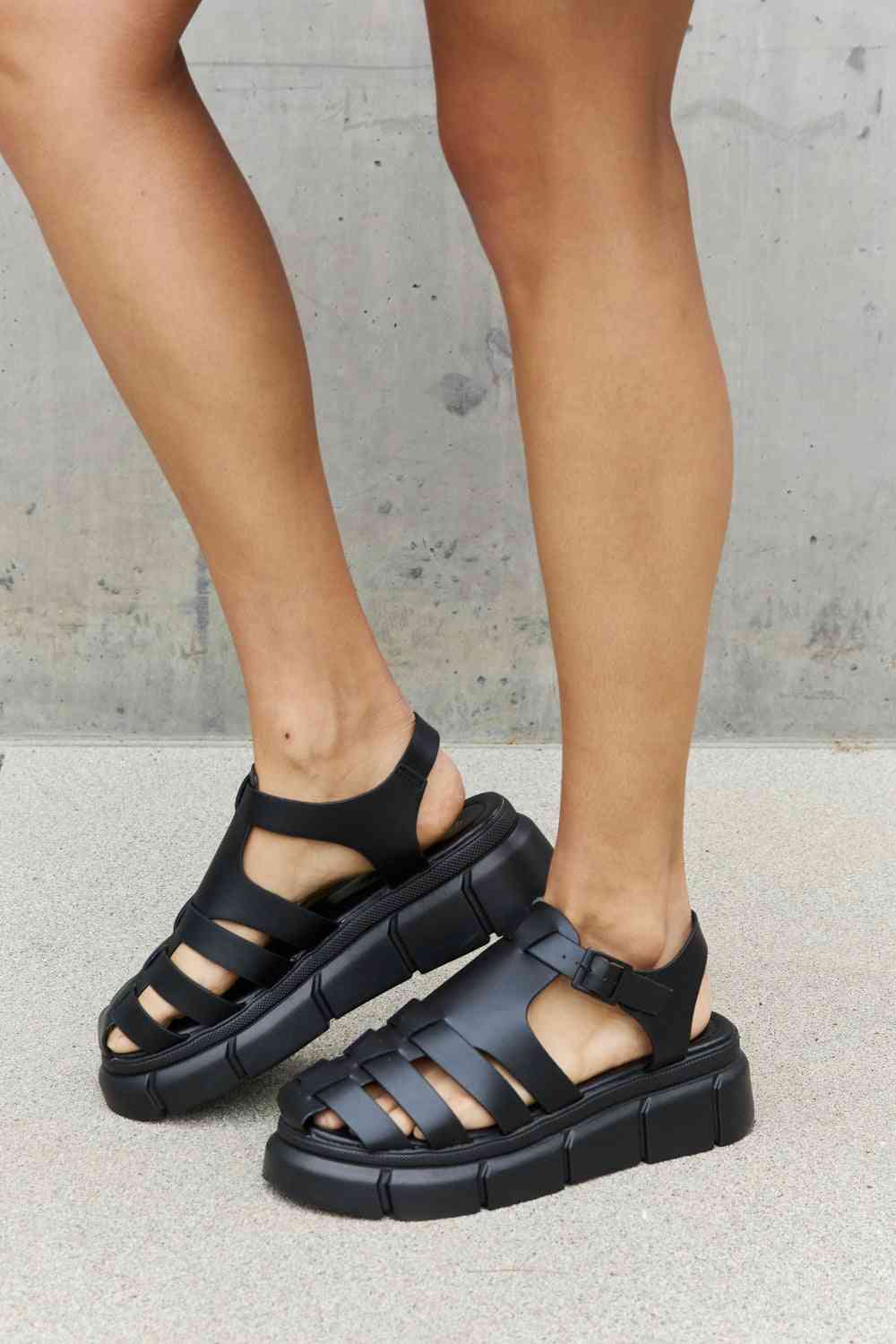 Platform Cage Stap Sandal in Black - Black / 6 - All Products - Shoes - 1 - 2024