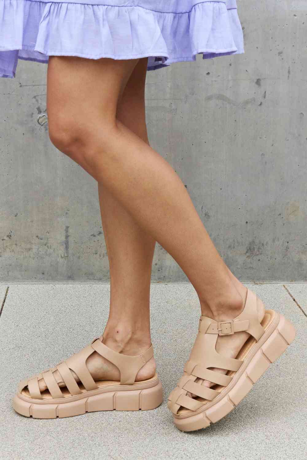 Platform Cage Stap Sandal in Tan - Tan / 6 - All Products - Shoes - 1 - 2024