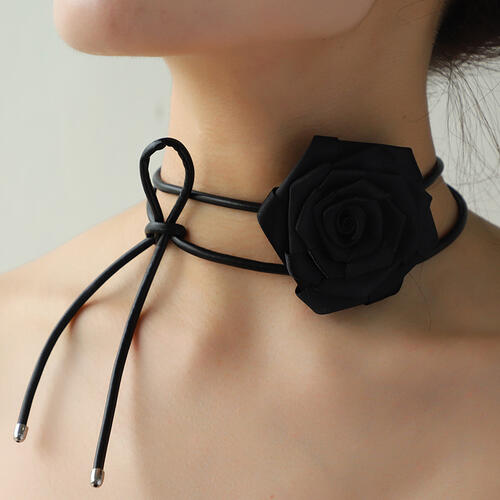 PU Leather Rope Rose Shape Necklace - Black / One Size - All Products - Necklaces - 6 - 2024