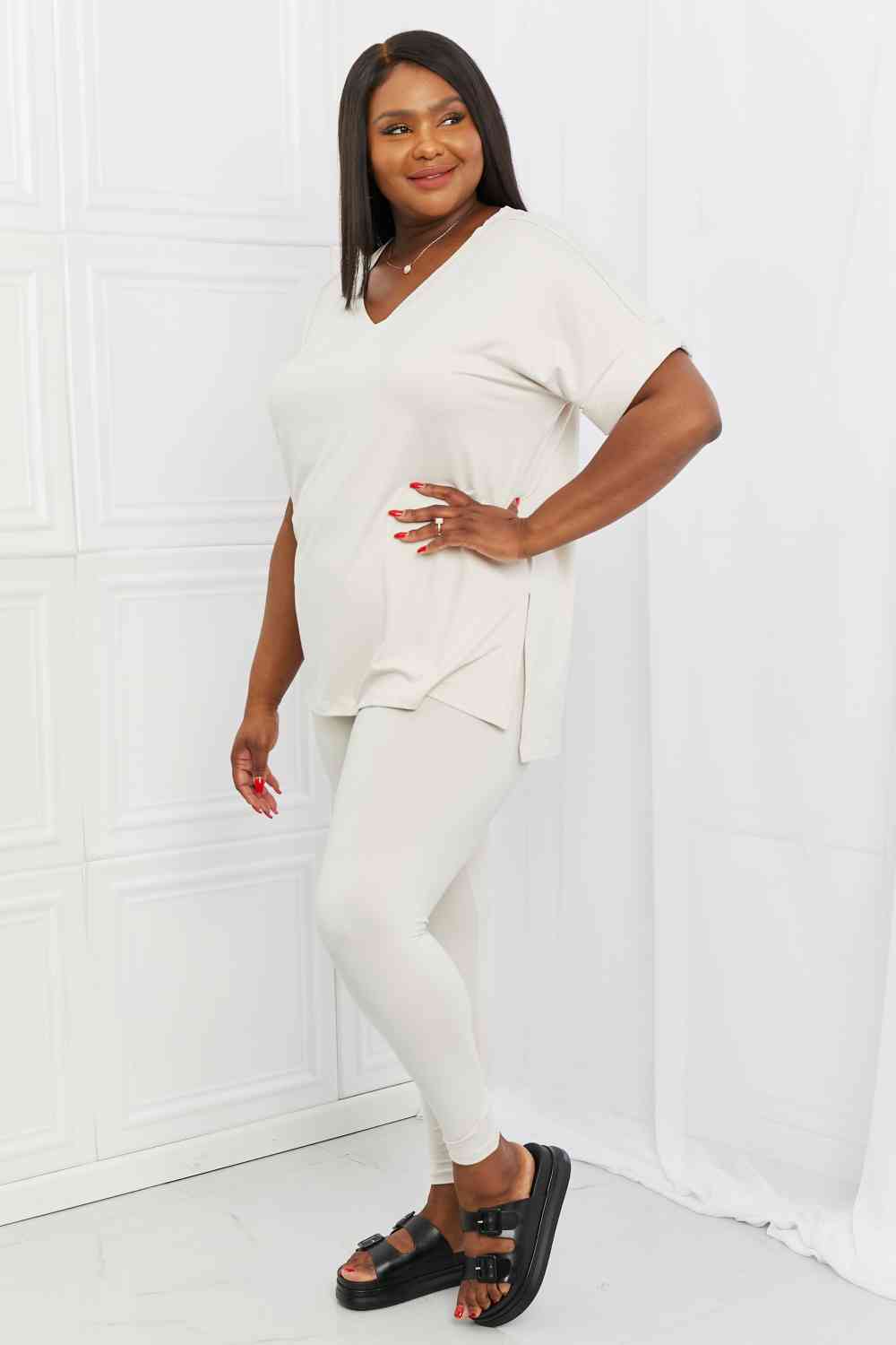 Self Love Full Size Brushed DTY Microfiber Lounge Set in Bone - All Products - Outfit Sets - 4 - 2024