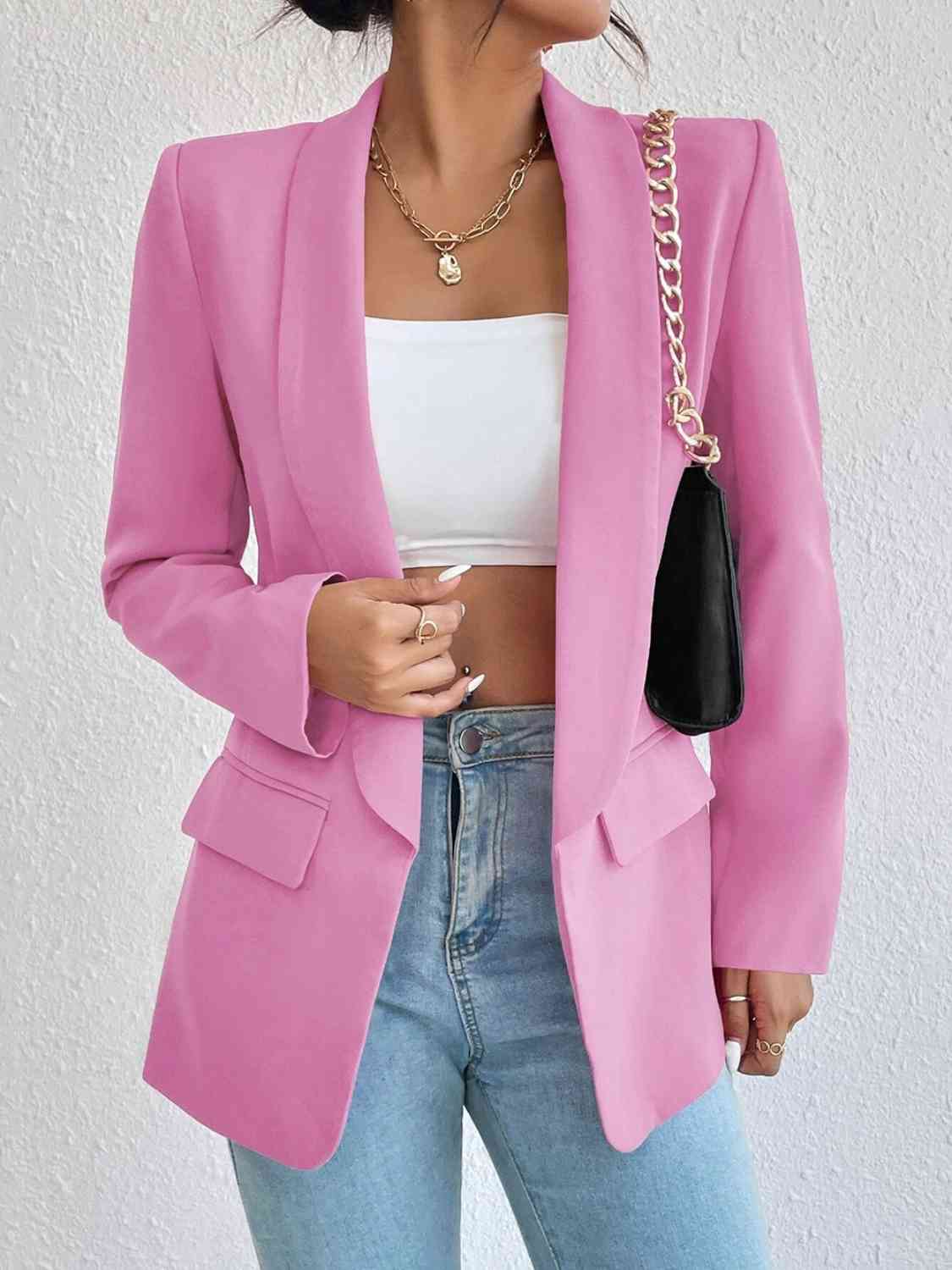 Shawl Collar Long Sleeve Blazer - Blush Pink / S - All Products - Coats & Jackets - 13 - 2024