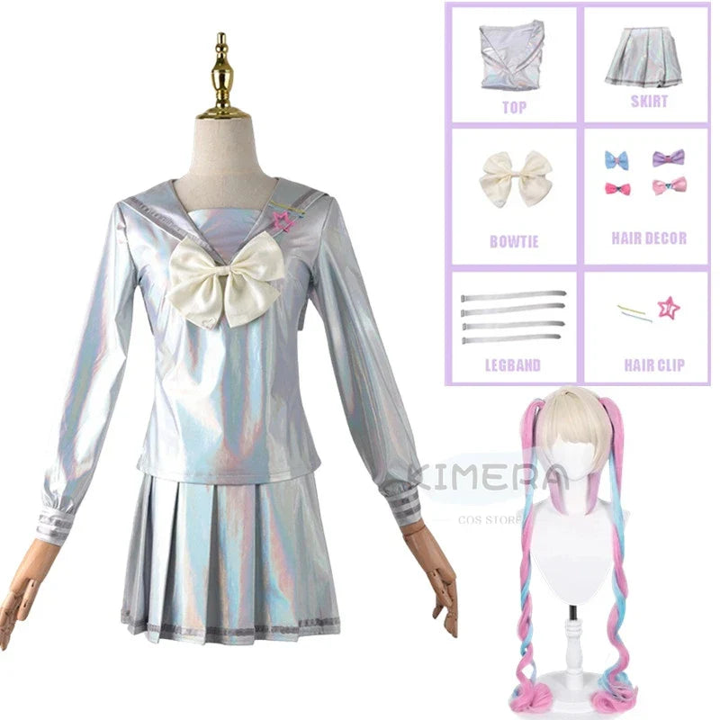 Needy Girl Overdose/Angel Carnival Party Costume - Laser JK Sailor Suit Halloween Cosplay - costume wig1 / XS / CHINA