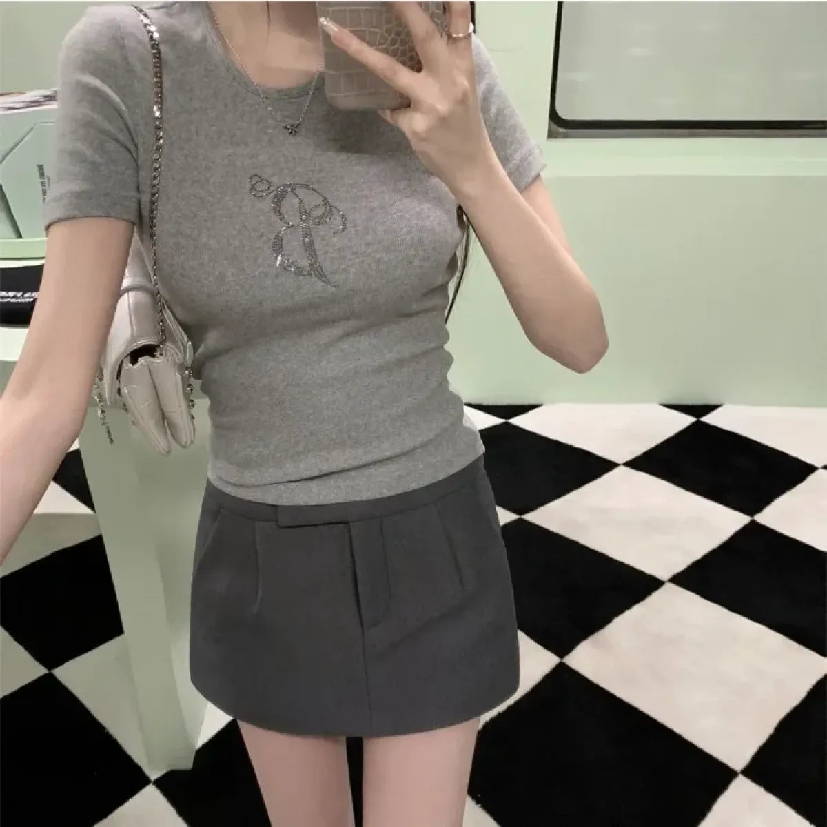 Angel Wings Rhinestone Slim Fit Tee - T-Shirts - T-Shirt - 2