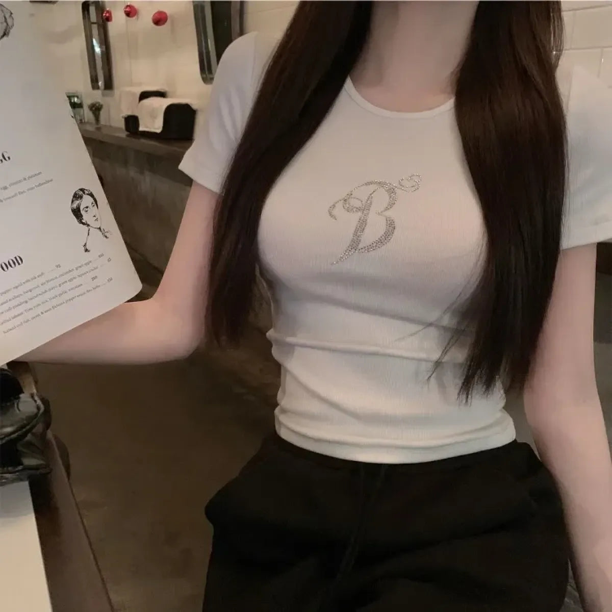 Angel Wings Rhinestone Slim Fit Tee - T-Shirts - T-Shirt - 4