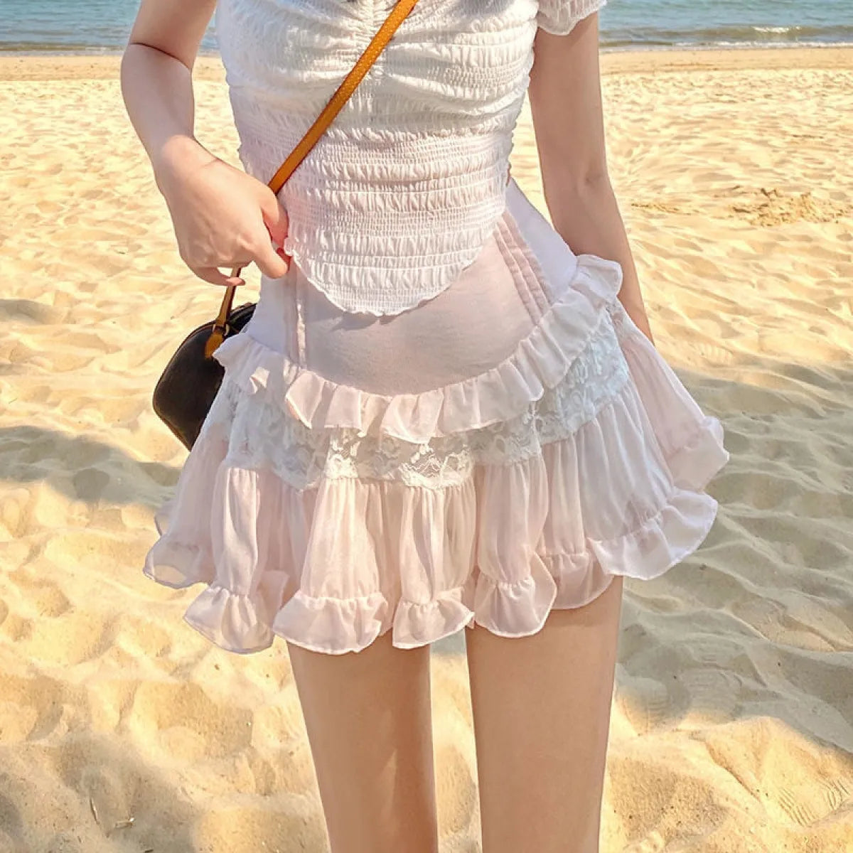 Angelic Lace Ruffle Mini Skirt - Bottoms - 1
