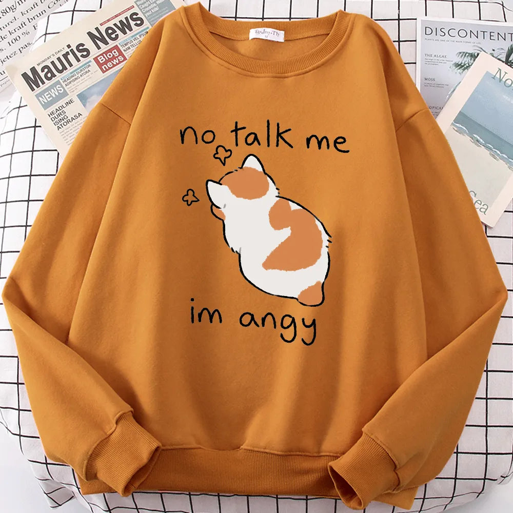 Kawaii ’Im Angy’ Cat Hoodie - Khaki / S - Women’s Clothing & Accessories - Shirts & Tops - 13 - 2024