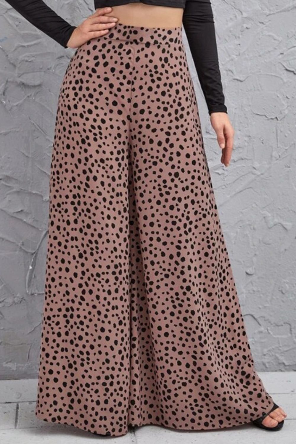 Animal Print High-Rise Culottes - Light Red / S - Bottoms - Pants - 1 - 2024