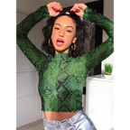 Animal Print Mesh Long Sleeve Top - Tops & Tees - Tops - 8