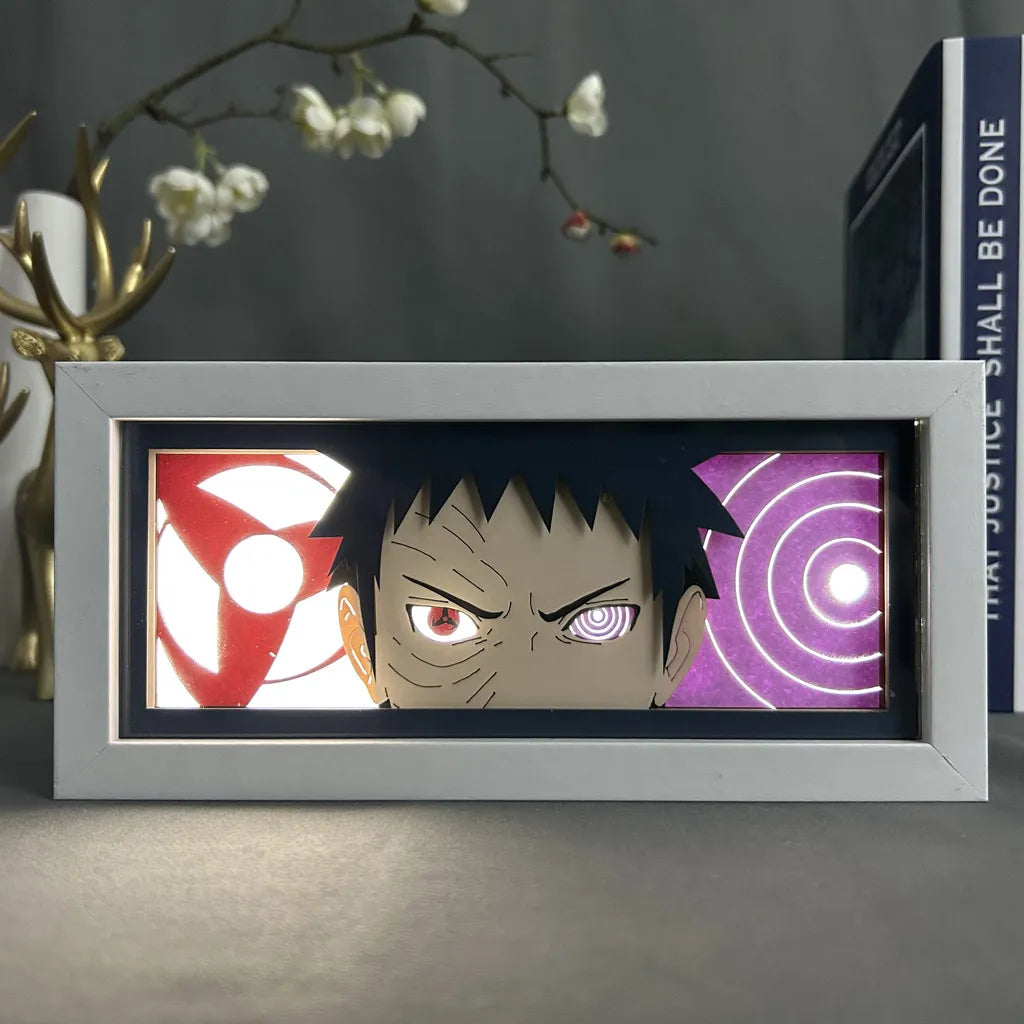 3D Anime LED Light Box with Naruto Gaara Uchiha Obito Itachi Figures - 6 / One Color Light - Anime - Action & Toy