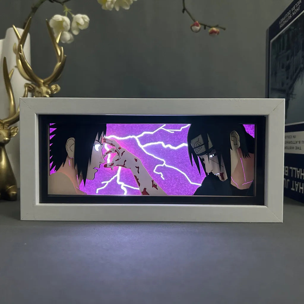 3D Anime LED Light Box with Naruto Gaara Uchiha Obito Itachi Figures - 10 / One Color Light - Anime - Action & Toy