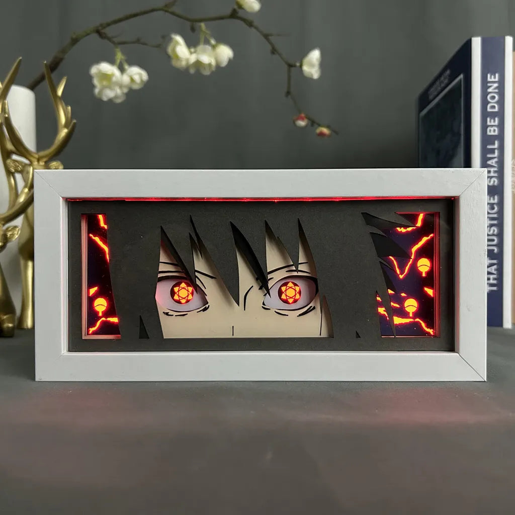 3D Anime LED Light Box with Naruto Gaara Uchiha Obito Itachi Figures - 4 / One Color Light - Anime - Action & Toy