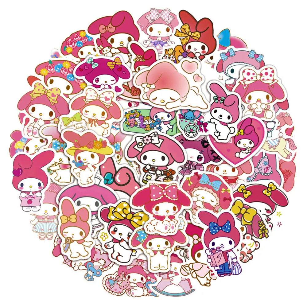 50pcs Sanrio Cartoon Stickers - Hello Kitty Kuromi My Melody - Anime - Decorative Stickers - 2 - 2024