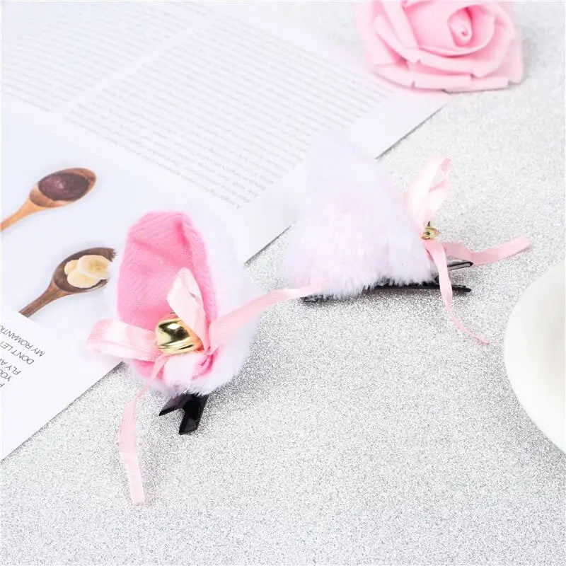 Cat Ears with Bell Hair Clip - Fox Long Fur Hairpins - Cosplay Anime Costume - White - Anime - Headwear - 8 - 2024