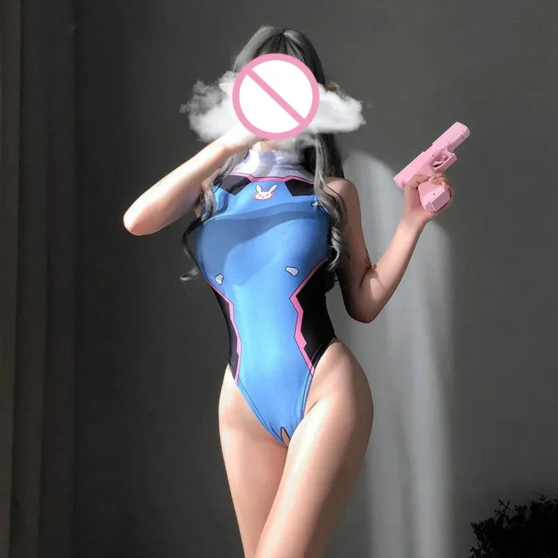 D.Va Anime Cosplay Swimsuit - Blue / 40-65kg - Anime - Swimwear - 6 - 2024