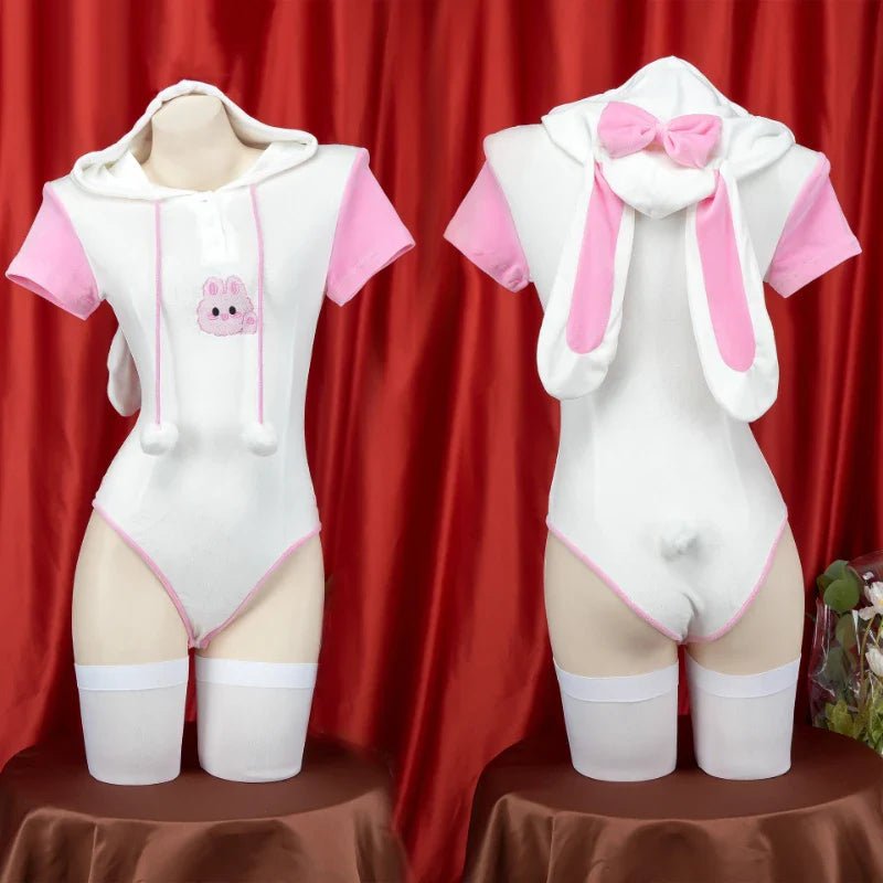 Cute Rabbit Embroidery Hoodie Bodysuit - Anime Pajamas - White / One Size - Anime - Clothing - 4 - 2024