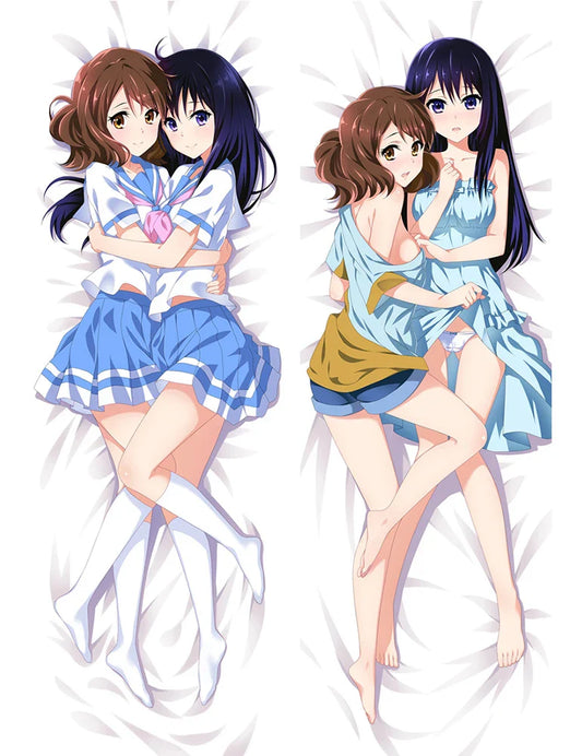 Hibike! Euphonium Dakimakura - Oumae Kumiko & Kousaka Reina Anime Pillow Case - Black / 34x100cm Peach Skin - Anime