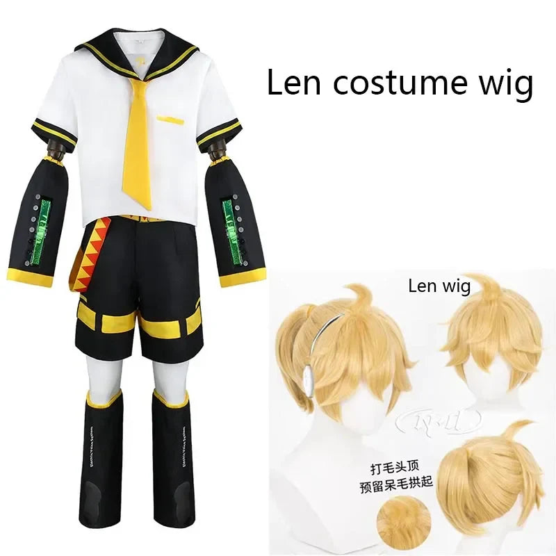 Kagamine Rin & Len Cosplay Costume JK Uniform Set - Len costume wig / XS - Anime - Costumes - 9 - 2024