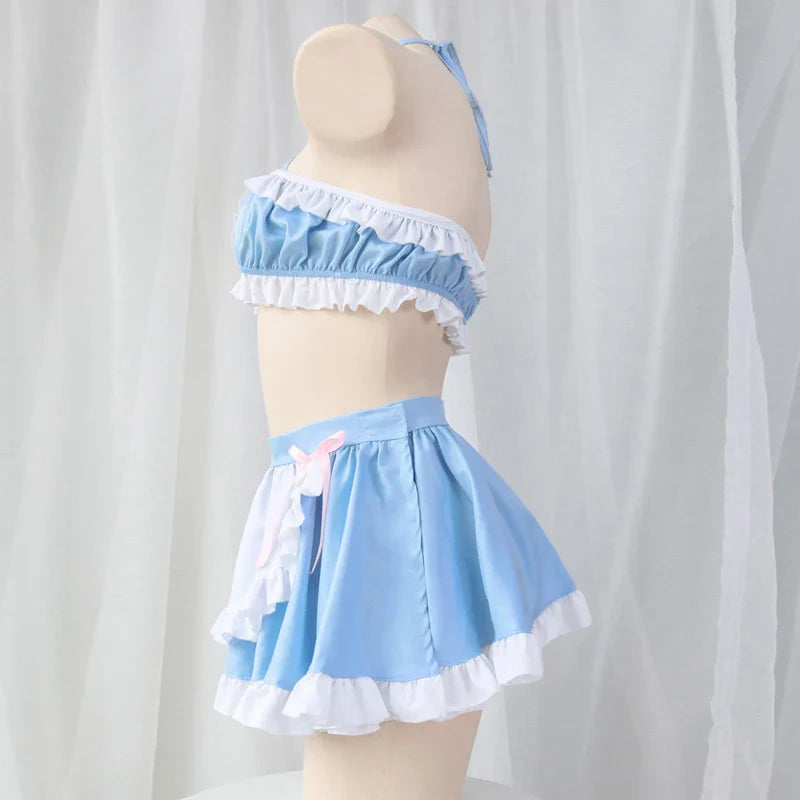 Kawaii Girl Anime Cafe Clerk Maid Uniform - Blue / One Size - Anime - Costumes - 3 - 2024
