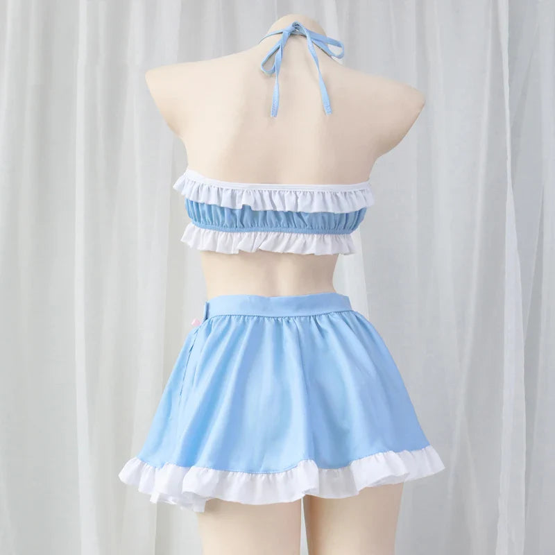 Kawaii Girl Anime Cafe Clerk Maid Uniform - Blue / One Size - Anime - Costumes - 4 - 2024