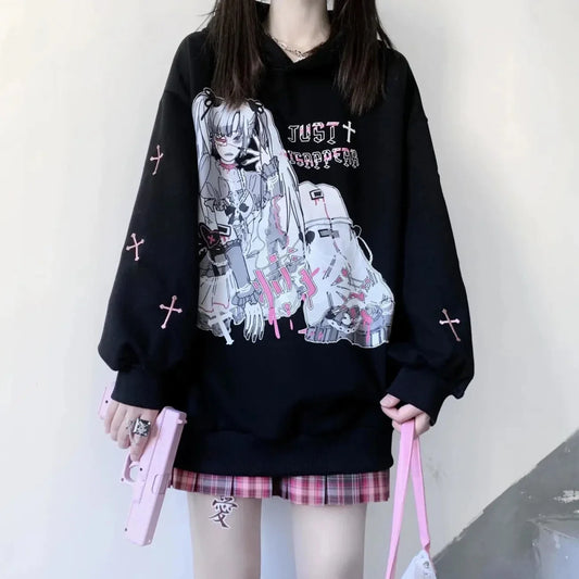 Oversized Harajuku Anime Hoodie – E-Girl Graphic Pullover - Anime - Hoodies - 1 - 2024