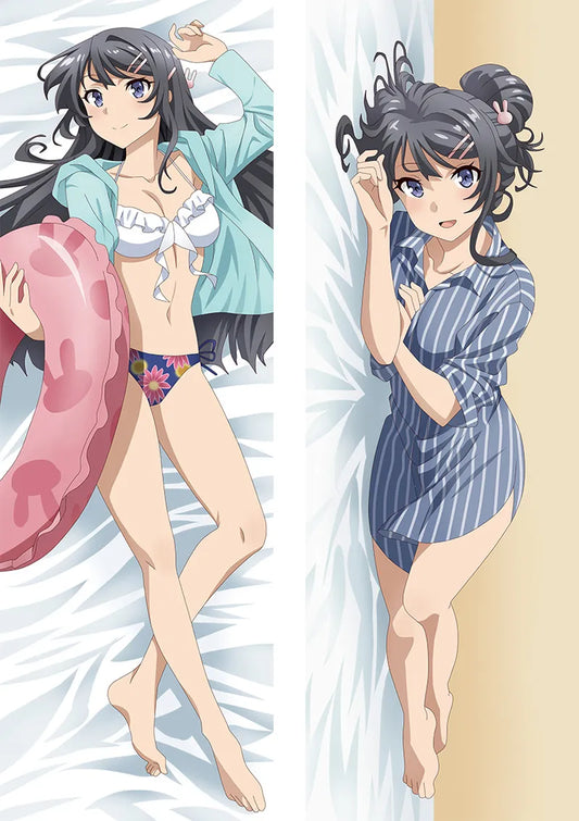 Sakurajima Mai Dakimakura - Bunny Girl Senpai Anime Pillow Case - WHITE / 34x100cm Peach Skin - Anime - Clothing - 1