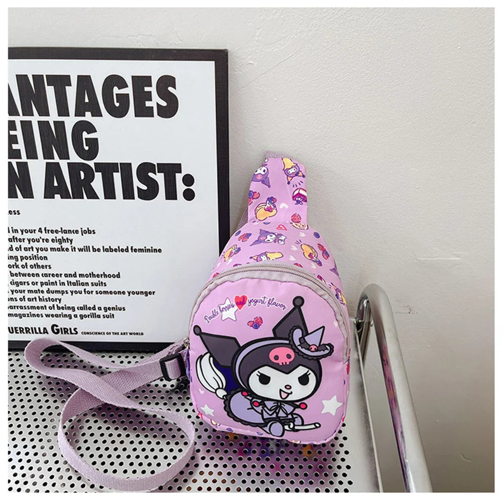 Sanrio Anime Chest Bag: Hello Kitty Kuromi Pochacco Cinnamoroll Pompompurin - kuromi - Anime - Luggage & Bags - 7 - 2024