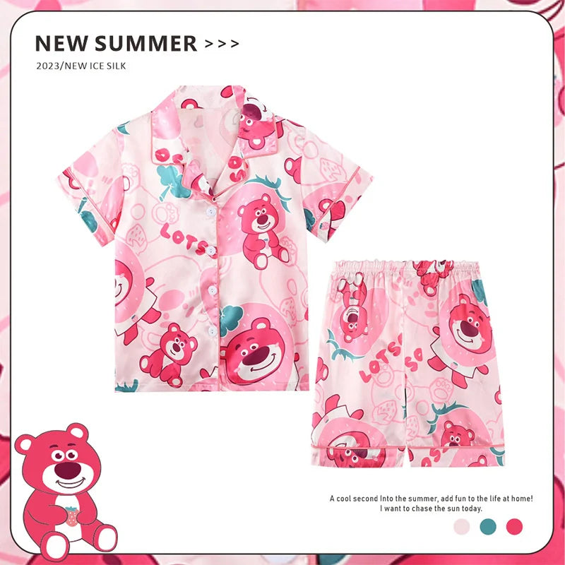 Anime Sanrio Kids Ice Silk Pajamas - Dark Pink / 12-115-125cm - Anime - Baby & Toddler Clothing - 12 - 2024