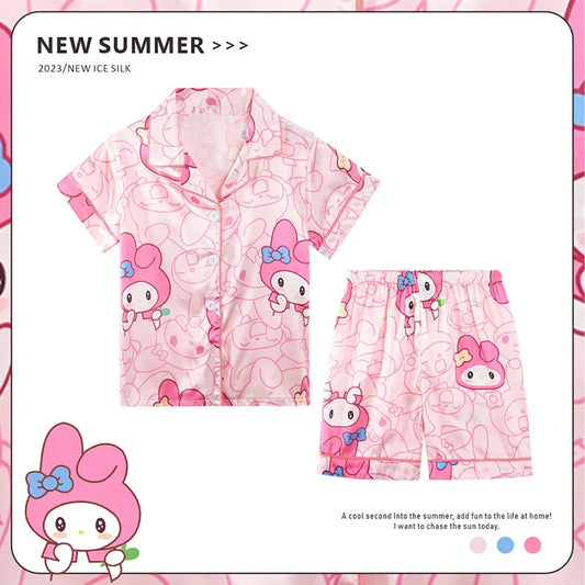 Anime Sanrio Kids Ice Silk Pajamas - Pink / 16-135-145cm - Anime - Baby & Toddler Clothing - 7 - 2024