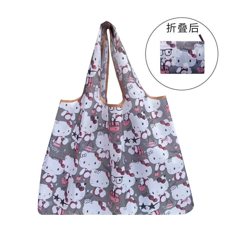 Sanrio Small Folding Shopping Bag: Hello Kitty Kuromi Melody Cinnamoroll Polyester Eco Bag - Anime - Luggage & Bags - 2