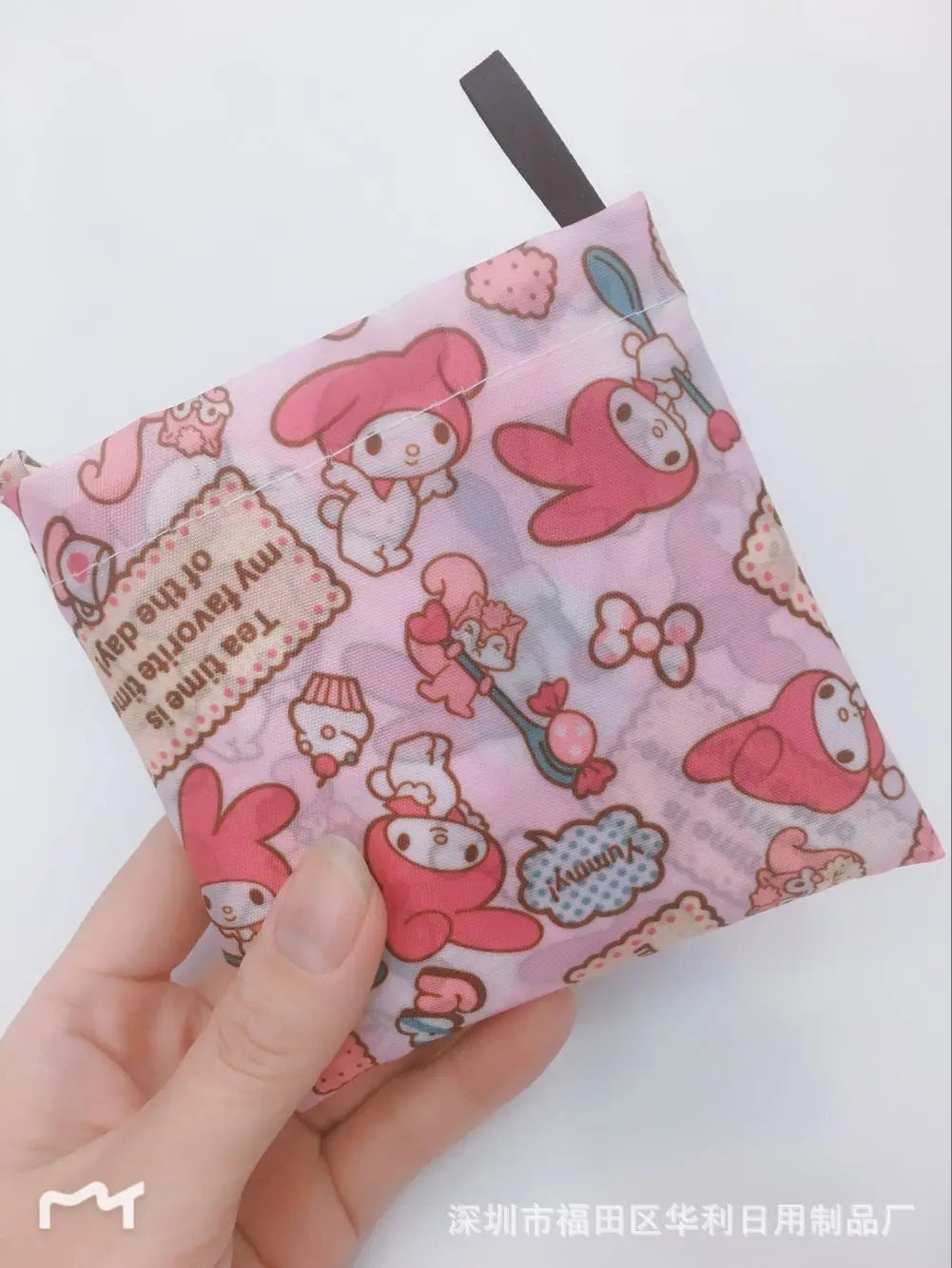 Sanrio Small Folding Shopping Bag: Hello Kitty Kuromi Melody Cinnamoroll Polyester Eco Bag - my melody / 40cmx60cm