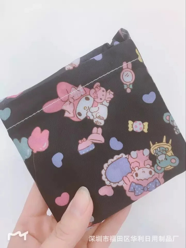 Sanrio Small Folding Shopping Bag: Hello Kitty Kuromi Melody Cinnamoroll Polyester Eco Bag - my melody 3 / 40cmx60cm