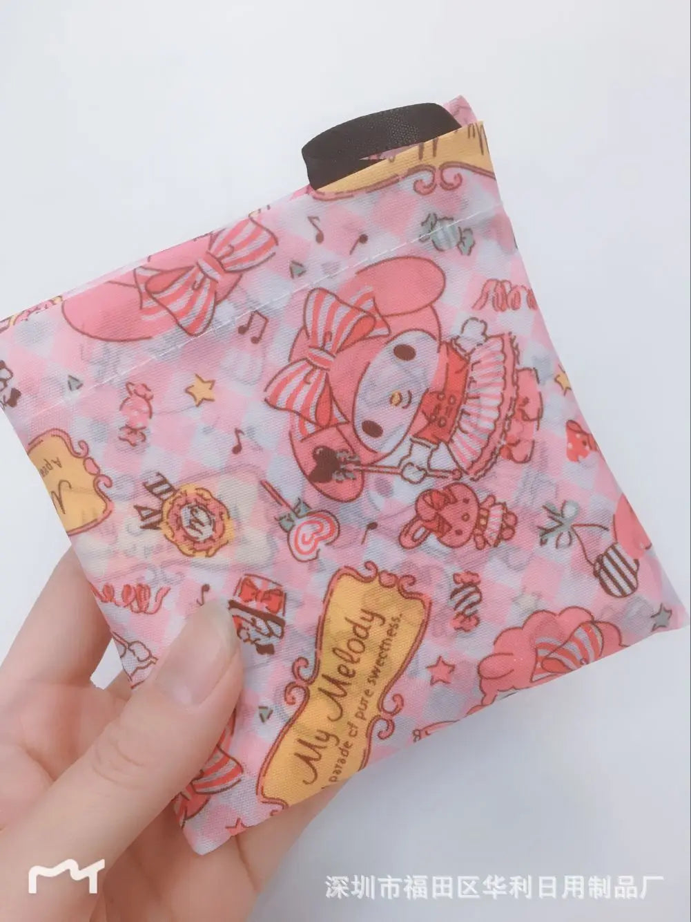 Sanrio Small Folding Shopping Bag: Hello Kitty Kuromi Melody Cinnamoroll Polyester Eco Bag - my melody 2 / 40cmx60cm