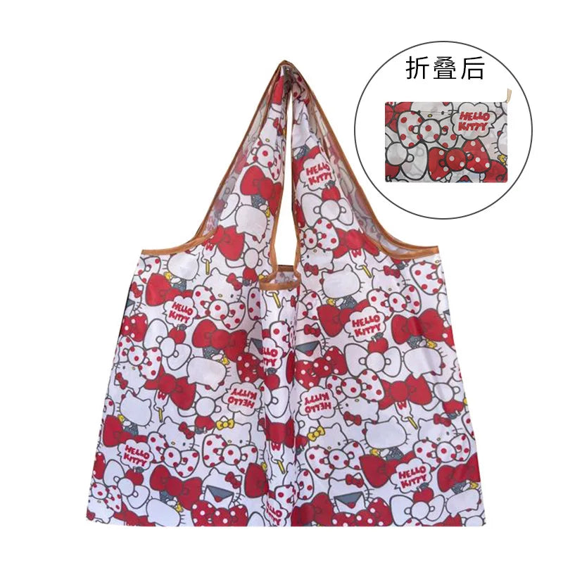 Sanrio Small Folding Shopping Bag: Hello Kitty Kuromi Melody Cinnamoroll Polyester Eco Bag - Anime - Luggage & Bags - 3