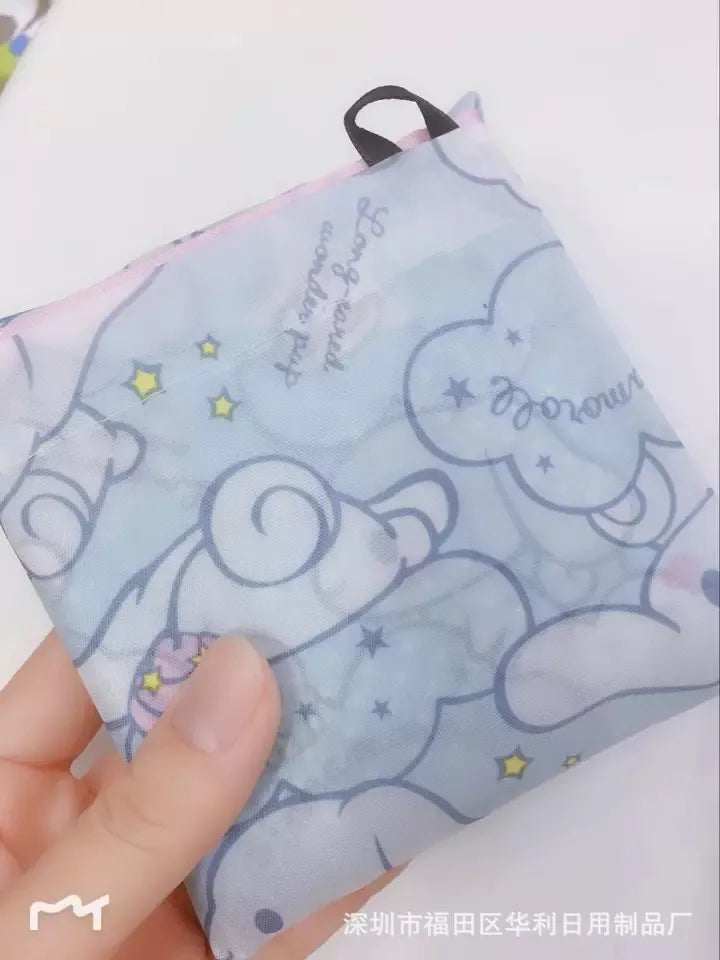 Sanrio Small Folding Shopping Bag: Hello Kitty Kuromi Melody Cinnamoroll Polyester Eco Bag - Cinnamoroll / 40cmx60cm